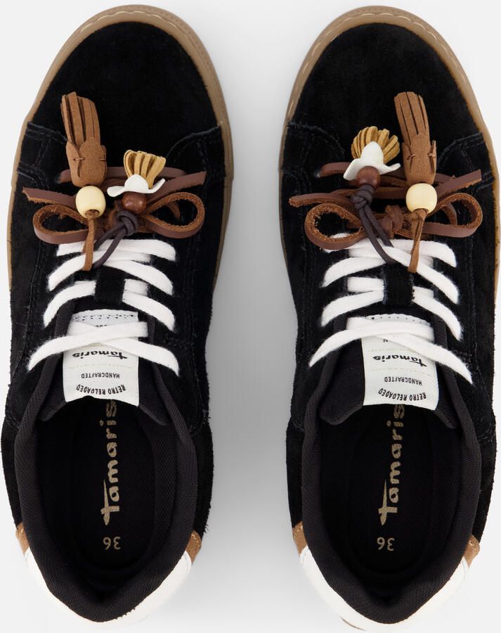 Tamaris dames leren sneaker 1-23708-47-001 lage veterschoen voor dames zwart - Foto 3