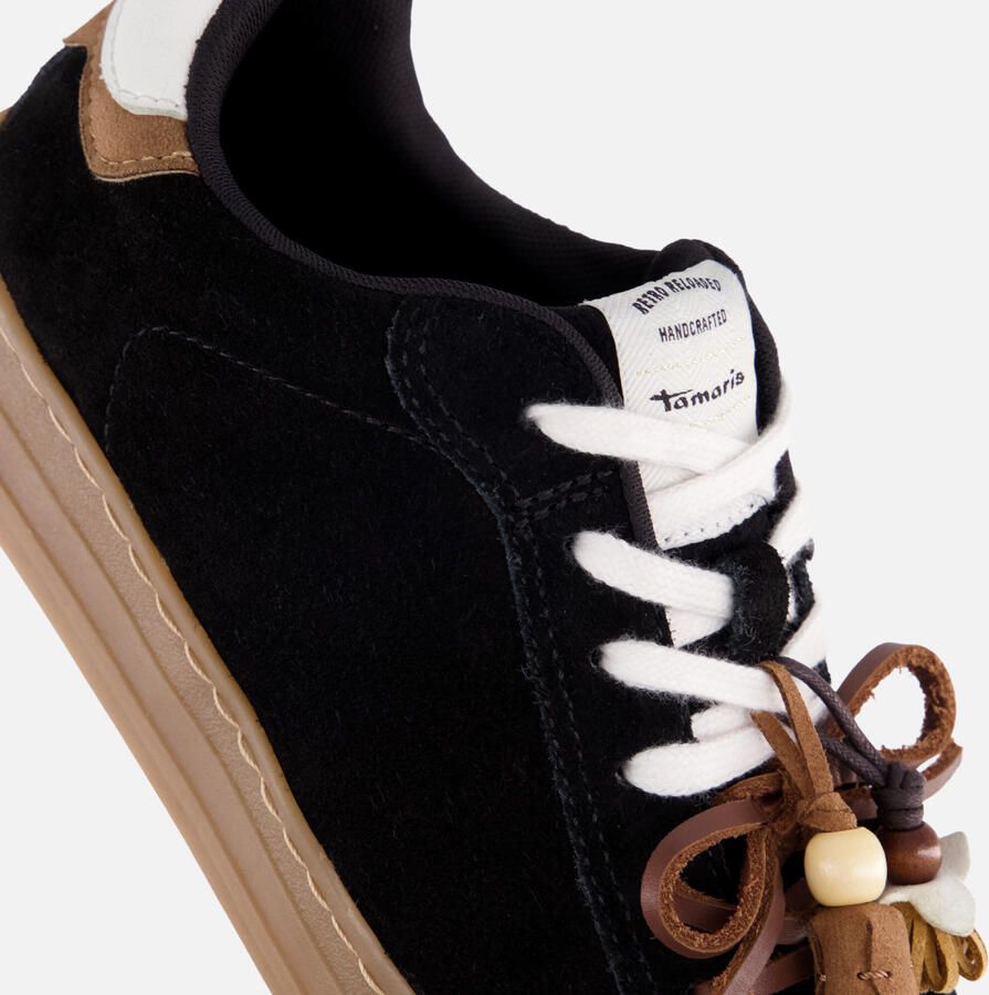 Tamaris dames leren sneaker 1-23708-47-001 lage veterschoen voor dames zwart - Foto 2