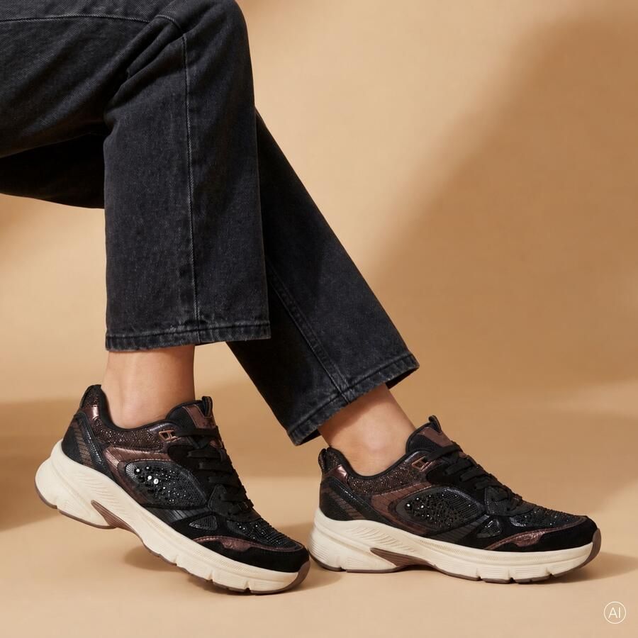 Tamaris Sneakers laag donkerbruin zwart - Foto 6