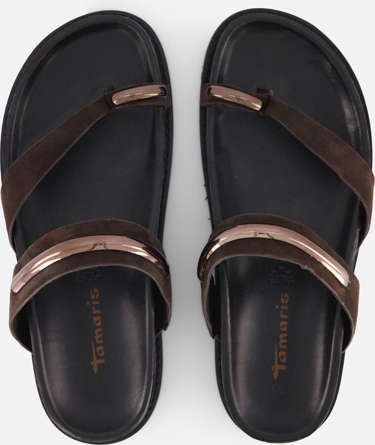 Tamaris leren slippers voor dames 1-27415-46-304 Damesschoenen Voetbed Bruin - Foto 4