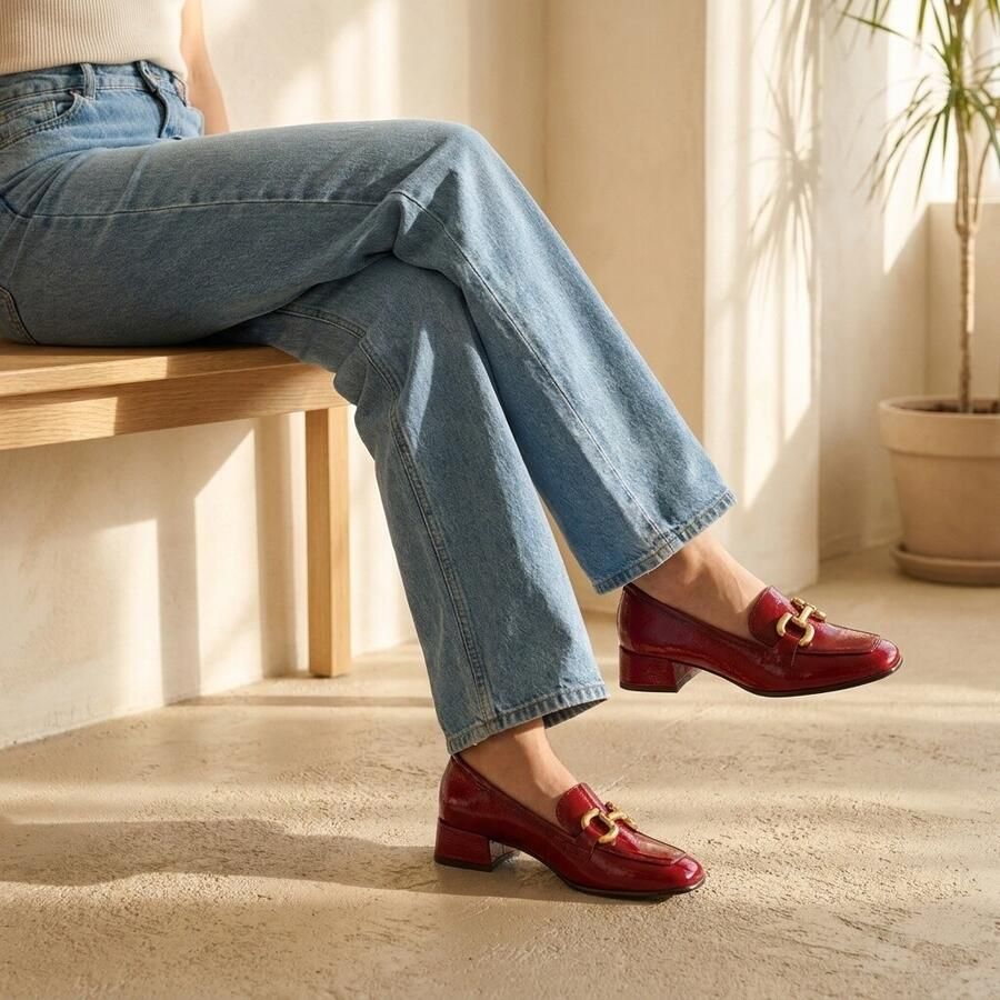 Tamaris Instappers blokhak pumps zakelijke schoen met modieuze siergesp