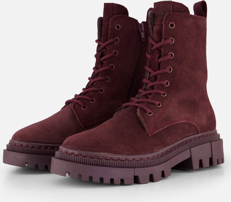 Tamaris dameslaarzen leren enkellaarsjes Merlot M25276