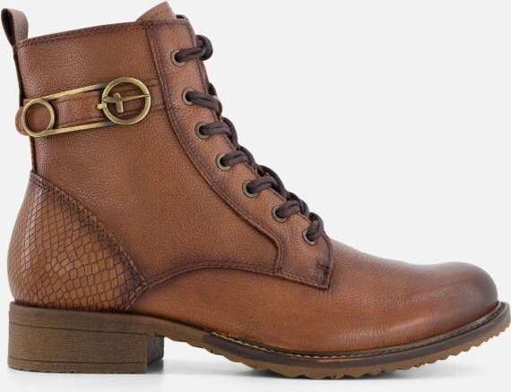 Tamaris Stijlvolle Bruine Leren Veterschoenen Brown Dames