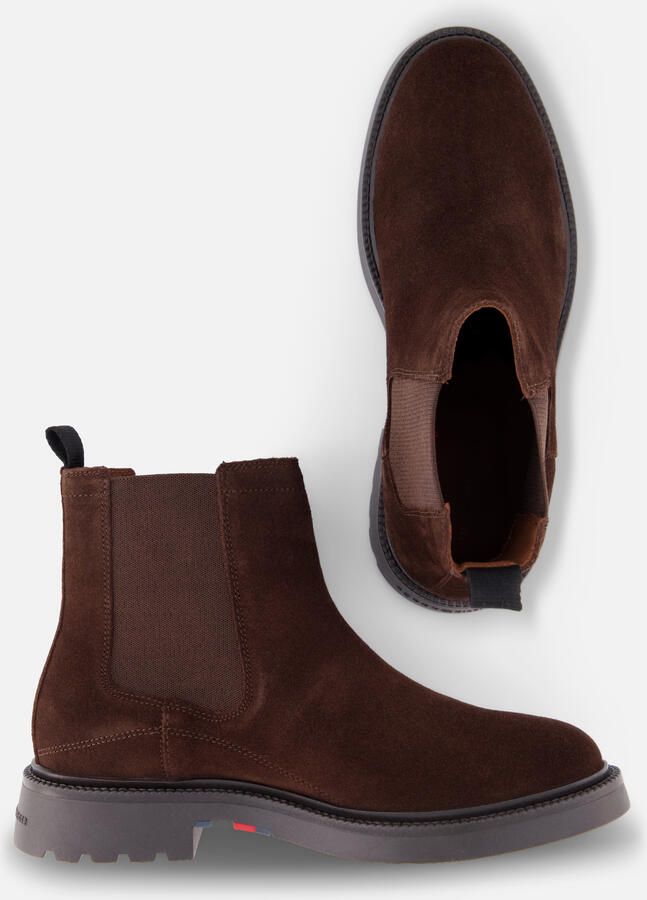 Tommy Hilfiger suède chelsea boots met profielzool bruin - Foto 7