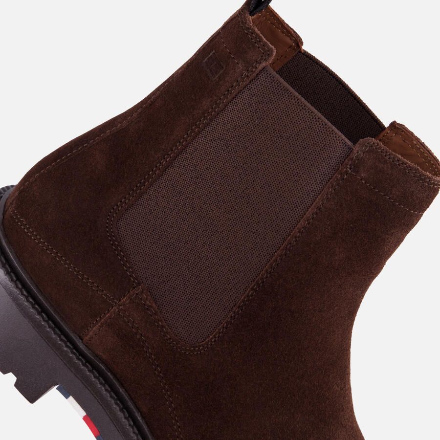 Tommy Hilfiger suède chelsea boots met profielzool bruin - Foto 8