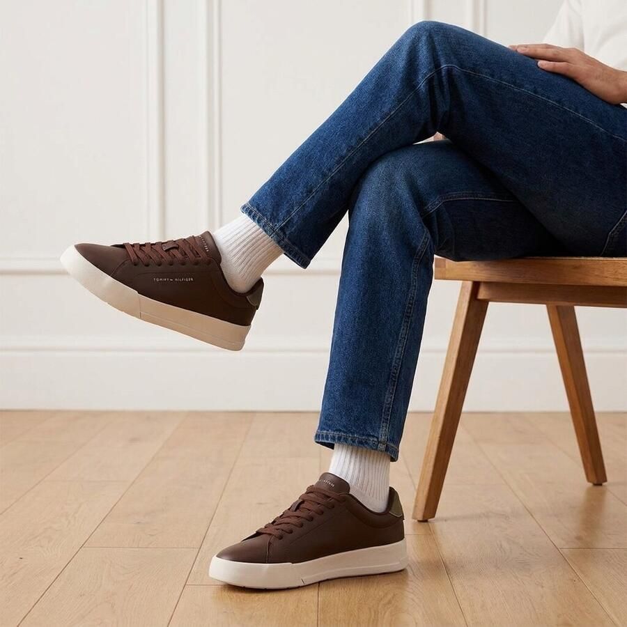 Tommy Hilfiger Sneakers van mix van leer en textiel met labelopschrift - Foto 4