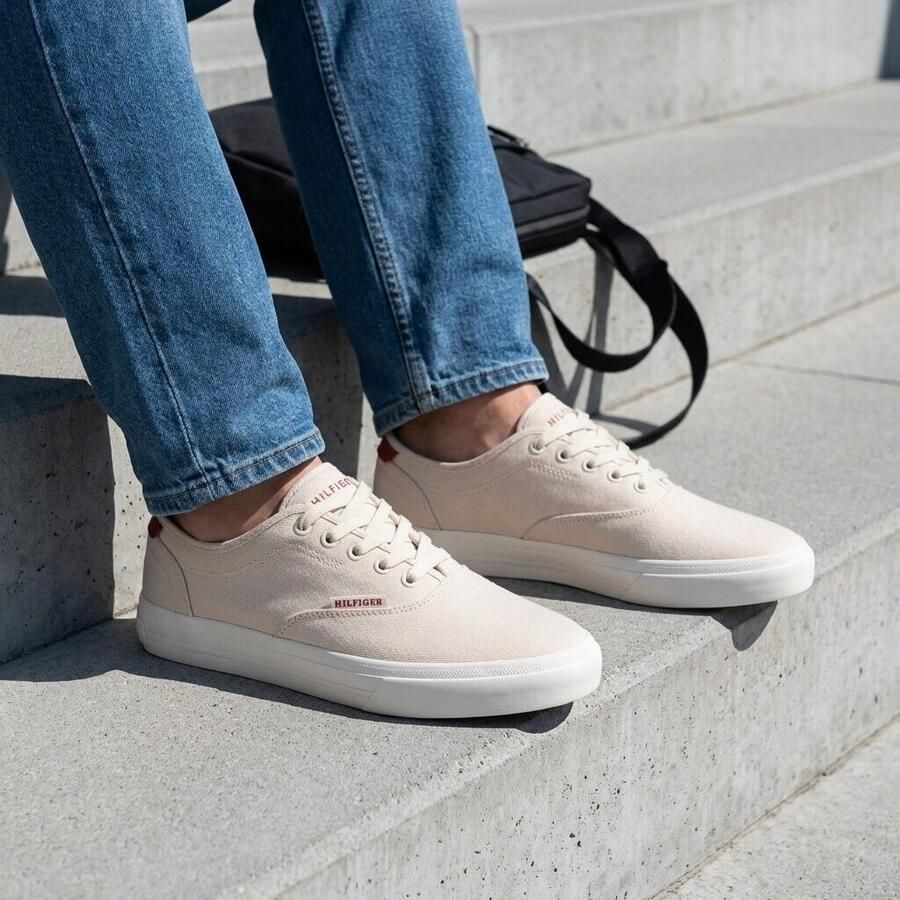 Tommy Hilfiger Vulc Cup CVS Sneakers beige Textiel - Foto 2