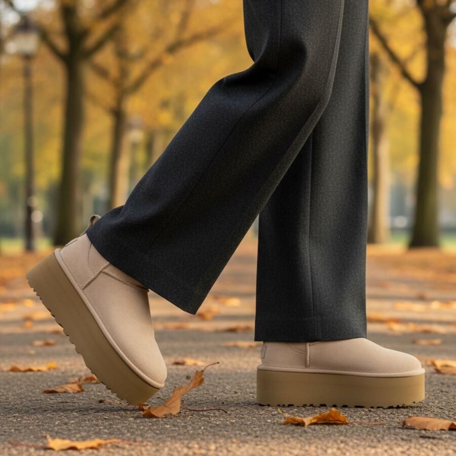 UGG Vachtlaarzen Dames W Classic Ultra Mini Platform Suède Beige