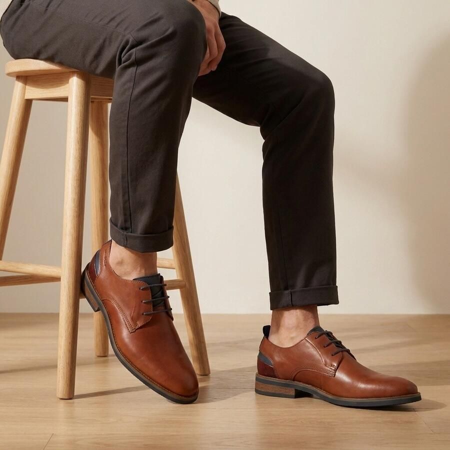 Van Lier Amalfi Veterschoenen cognac Leer