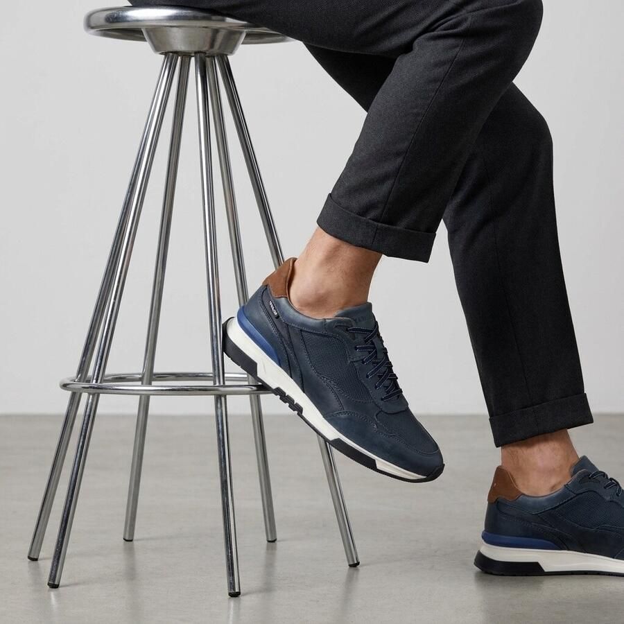 Van Lier Romeo Sneakers blauw Leer