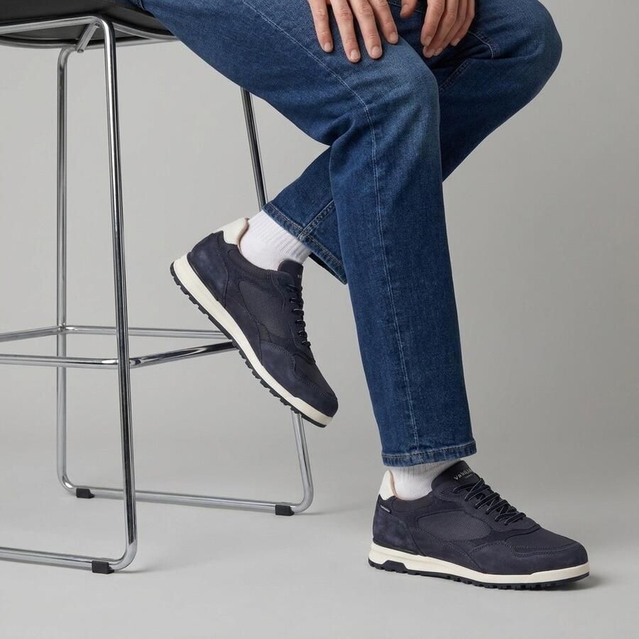 Van Lier Sneakers blauw Nubuck
