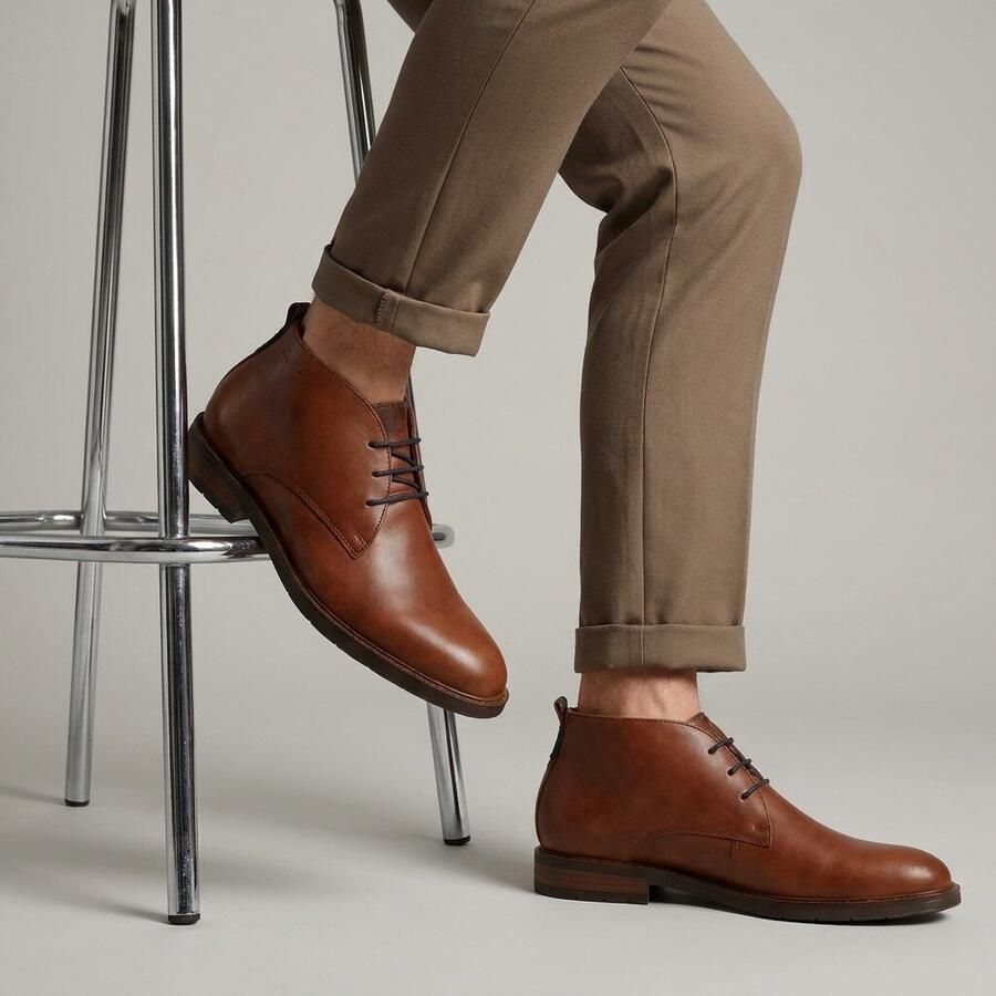 Van Lier Veterschoenen cognac Leer