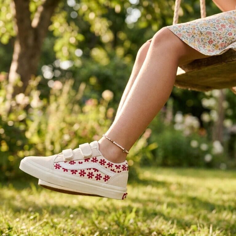 Vans Lage Sneakers Old Skool V Chantilly Floral RACING RED - Foto 3