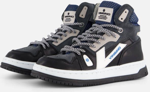 VINGINO Joshua mid leren sneakers blauw Jongens Leer Meerkleurig 30 - Foto 2