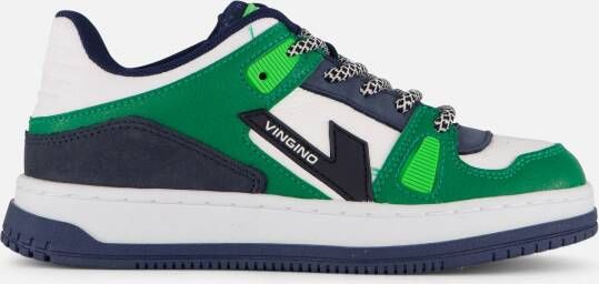 VINGINO Kevin leren sneakers groen wit Jongens Leer Meerkleurig 34 - Foto 2