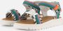 Vingino VIN825405-528 Meisjes Platte Sandalen Blauw Leer Klittenband - Thumbnail 3