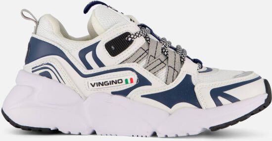 VINGINO Stef chunky leren sneakers wit blauw Jongens Leer Meerkleurig 36 - Foto 4