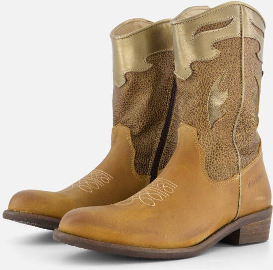 VINGINO Vera Xhi leren cowboylaarzen cognac Bruin Meisjes Leer Meerkleurig 39 - Foto 3