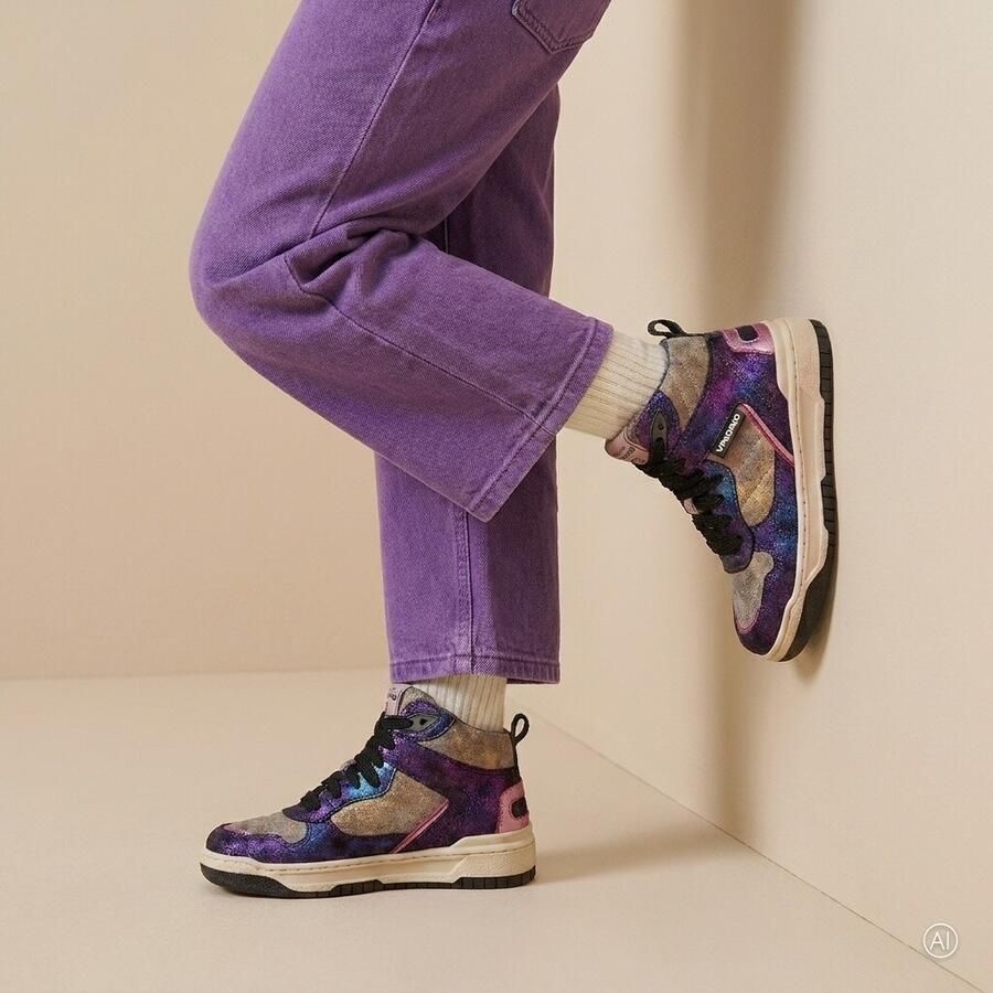 Vingino VIN825556-998 Meisjes Hoge Sneakers Multicolor Leer Veters - Foto 4
