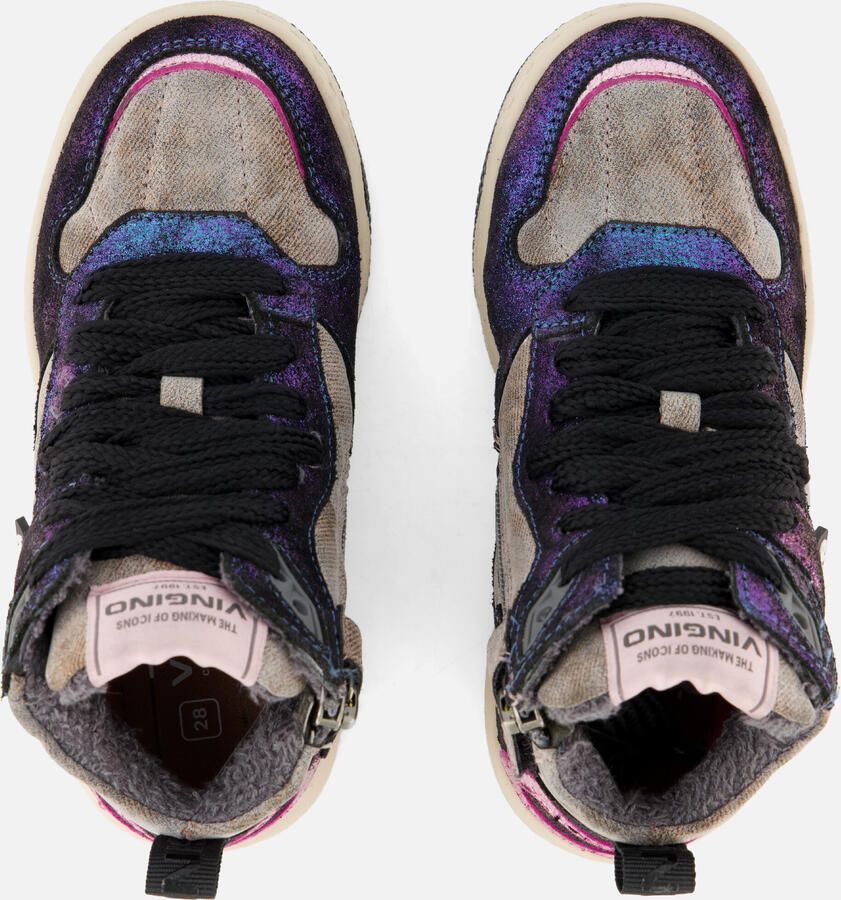 Vingino VIN825556-998 Meisjes Hoge Sneakers Multicolor Leer Veters - Foto 5