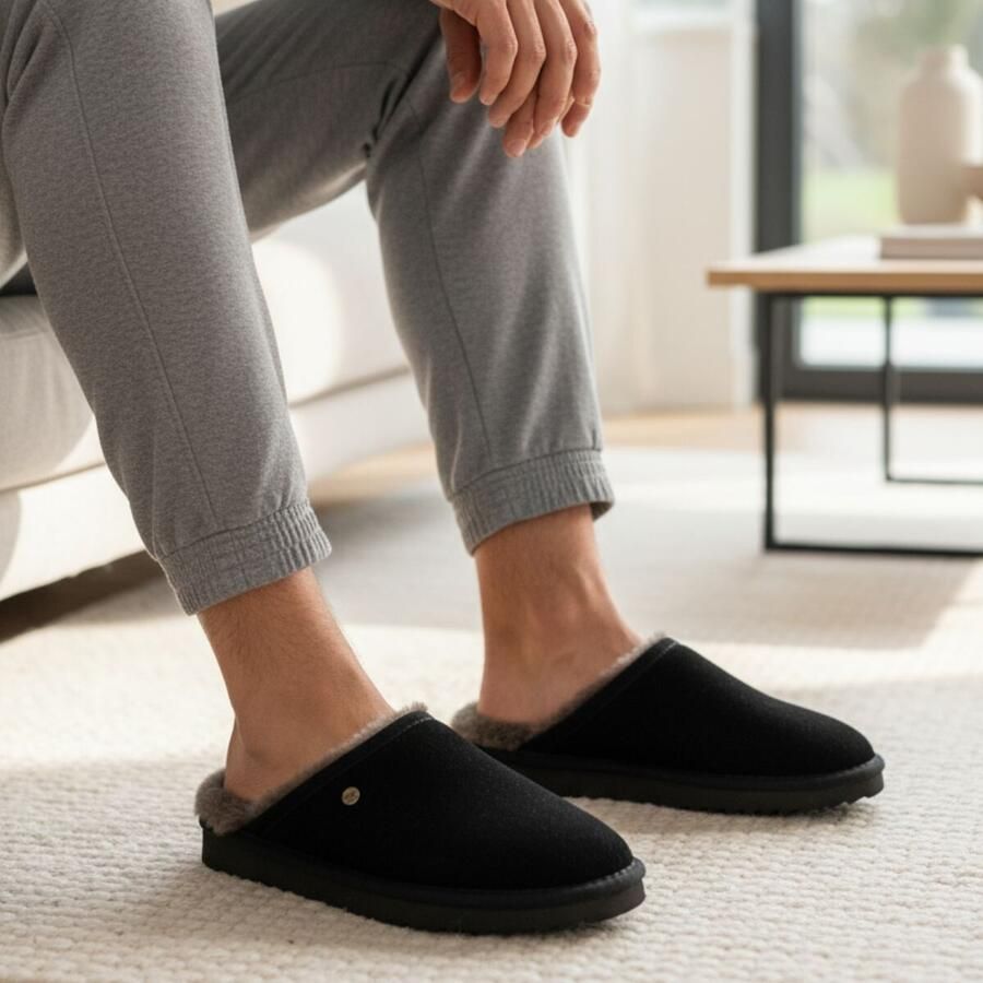 WARMBAT Pantoffels Heren Classic Unisex Suède Zwart