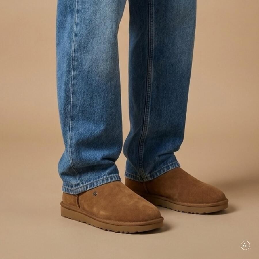 Warmbat Conner Men Suede Heren Sloffen Taupe Bruin