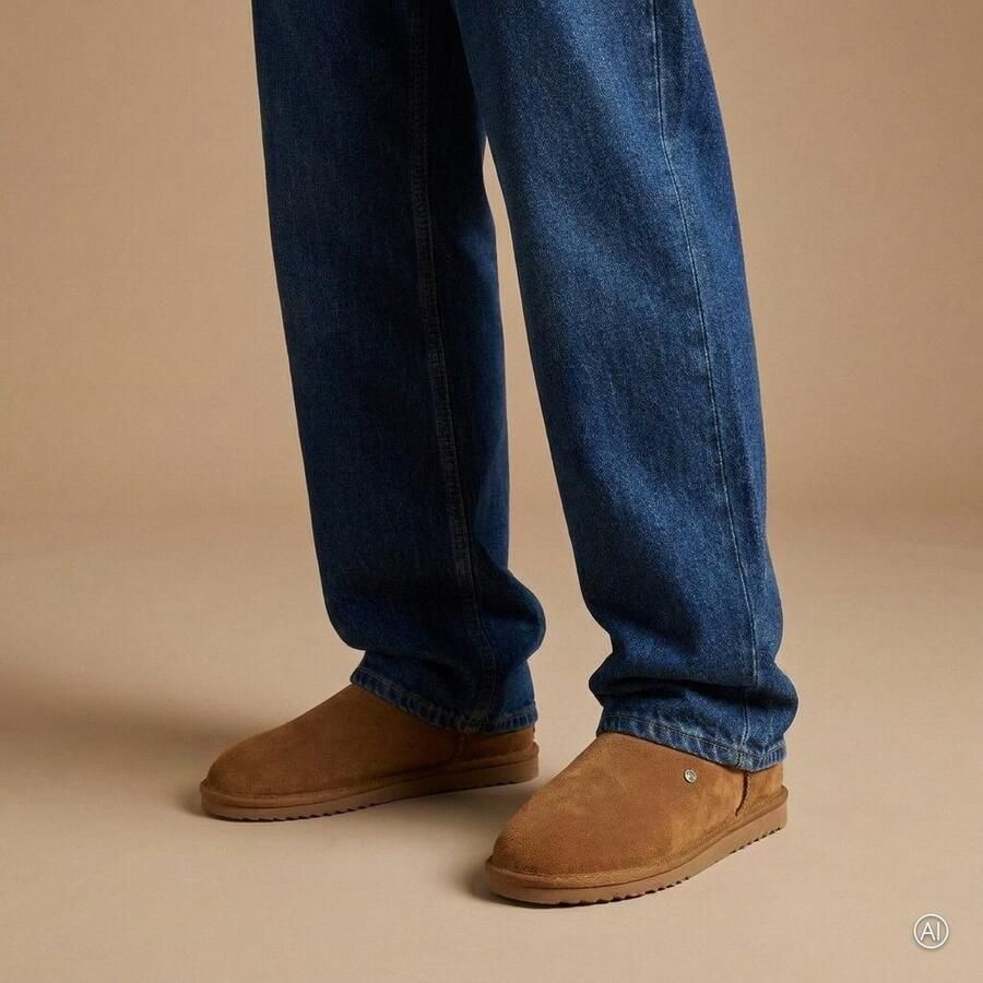 Warmbat Heren Suède Pantoffel voor de Herfst Brown