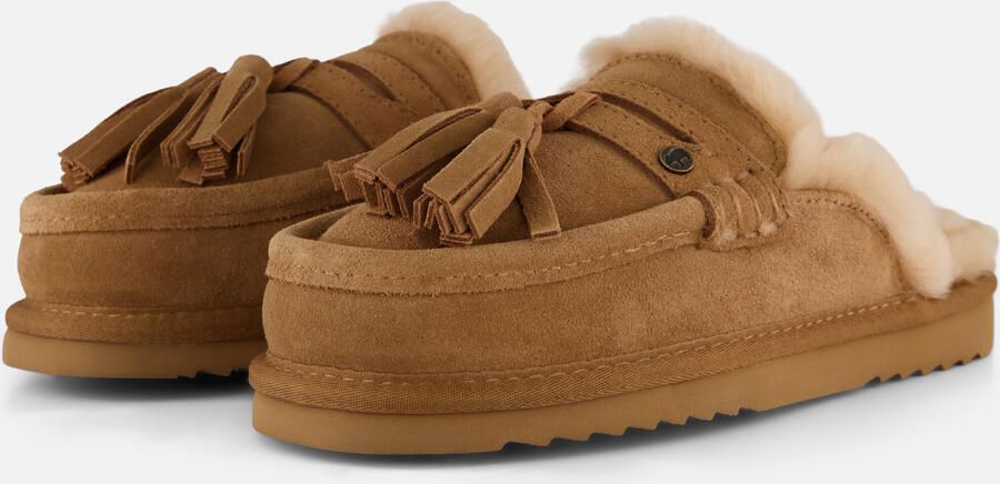 Warmbat Temora Suede tassels Dames Sloffen Beige