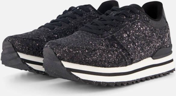 Woden Ronja Glitter Plateau Sneakers zwart