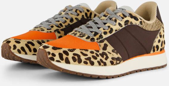 Woden Leopard Tijger Koeienhaar Slimme Modus Sneakers Brown Dames
