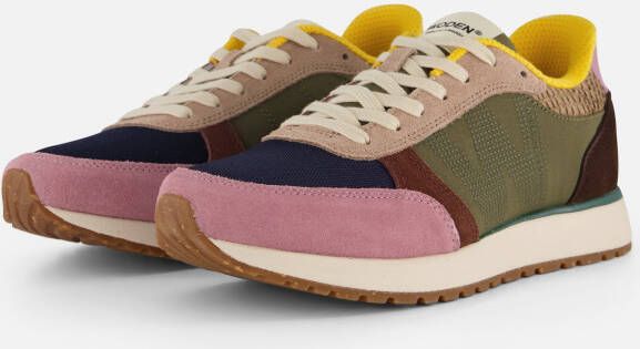 Woden Ronja suède sneakers groen paars bruin - Foto 3