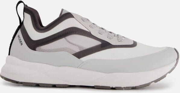 Woden Transparante Sportieve Sneaker met Gerecycled Textiel en Leren Details Gray Heren