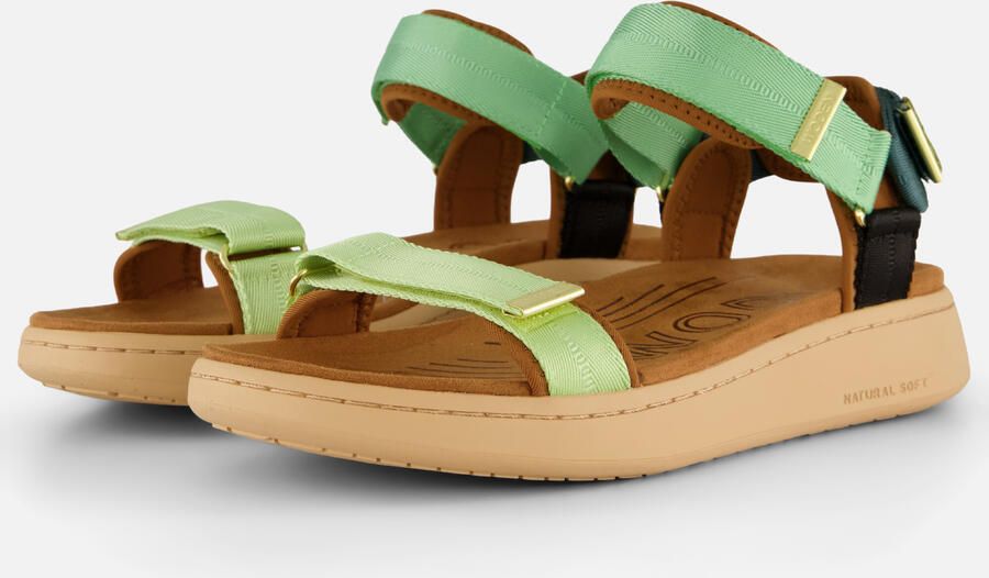 Woden Line Sandalen groen Textiel