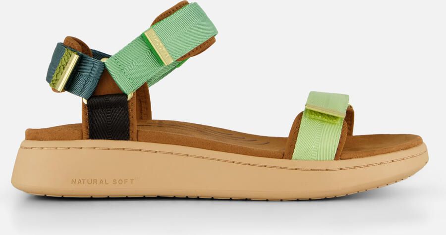 Woden Line Sandalen groen Textiel - Foto 4