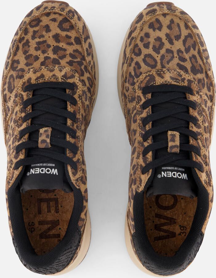 Woden Nicoline Leo suède sneakers panterprint bruin zwart - Foto 2