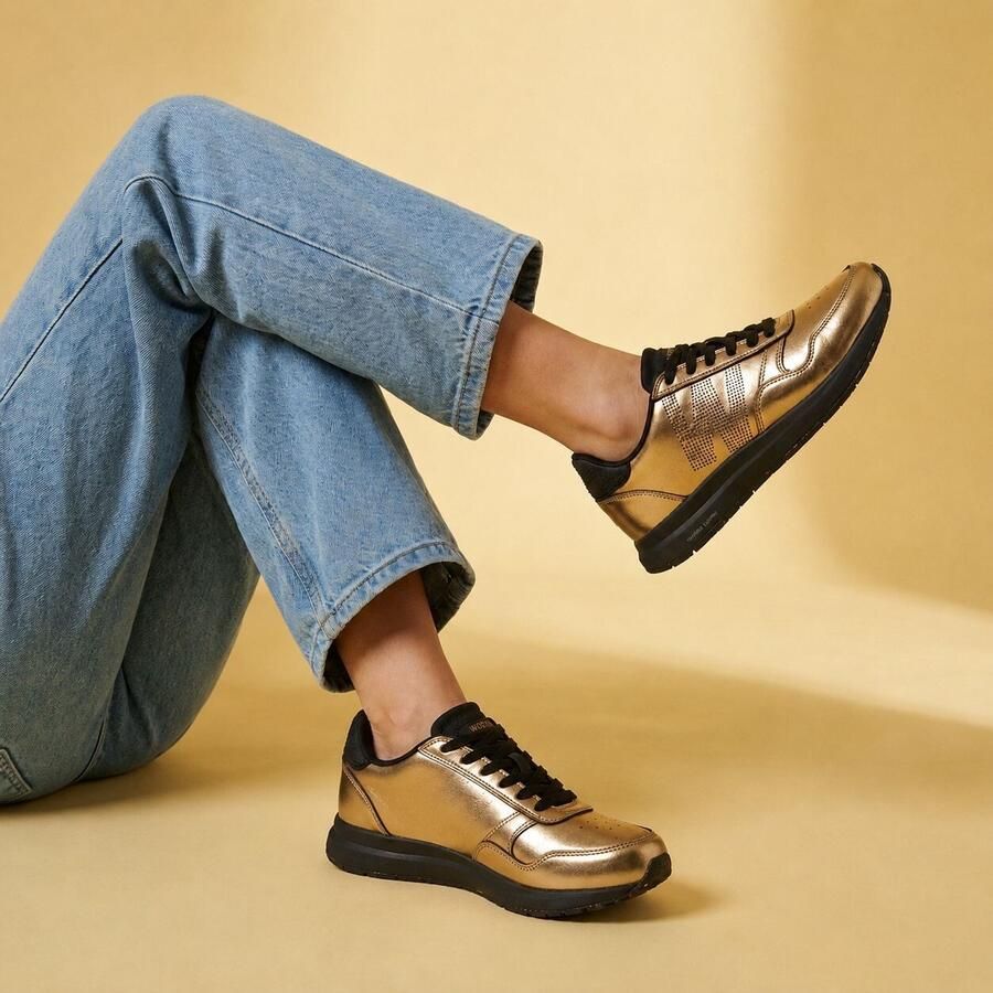 Woden Nicoline Metallic Sneakers goud Leer Dames - Foto 2