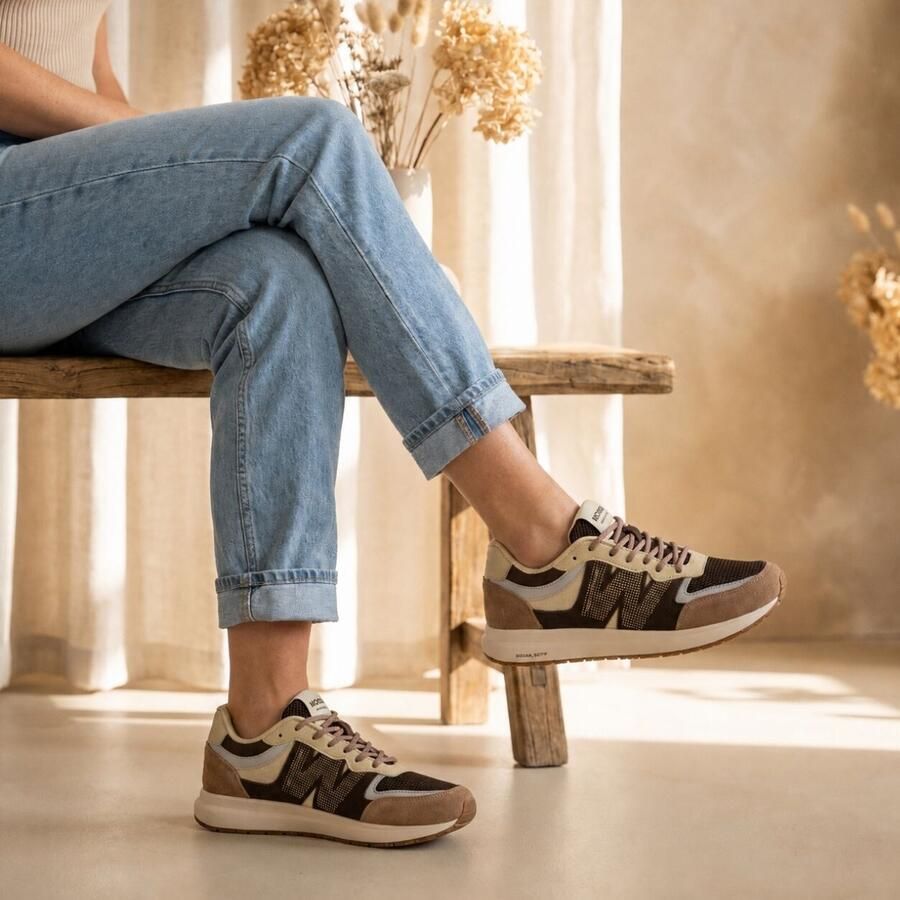 WODEN Sneakers laag 'Rigmor Open Mesh' crème duifblauw bruin chocoladebruin - Foto 6