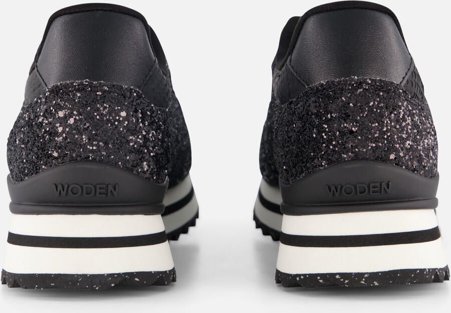 Woden Ronja Glitter Plateau Sneakers zwart Dames - Foto 3