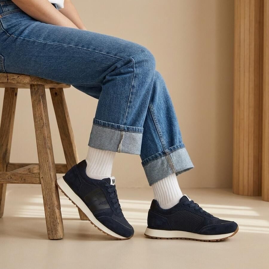 Woden Ronja Icon Sneakers blauw Suede Dames