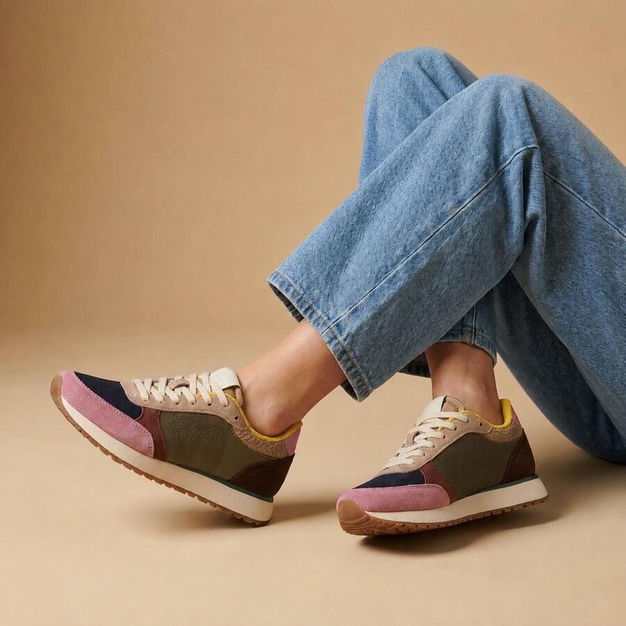 Woden Ronja suède sneakers groen paars bruin - Foto 2