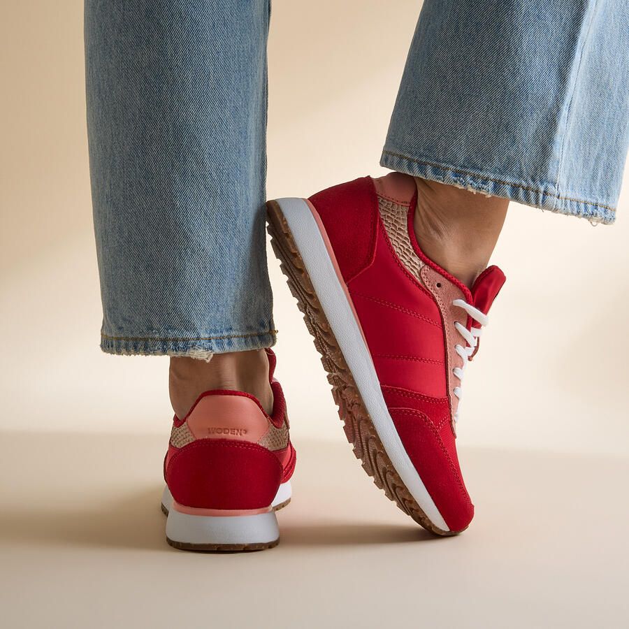 Woden Innovatieve Color-Blocked Sneakers Red Dames
